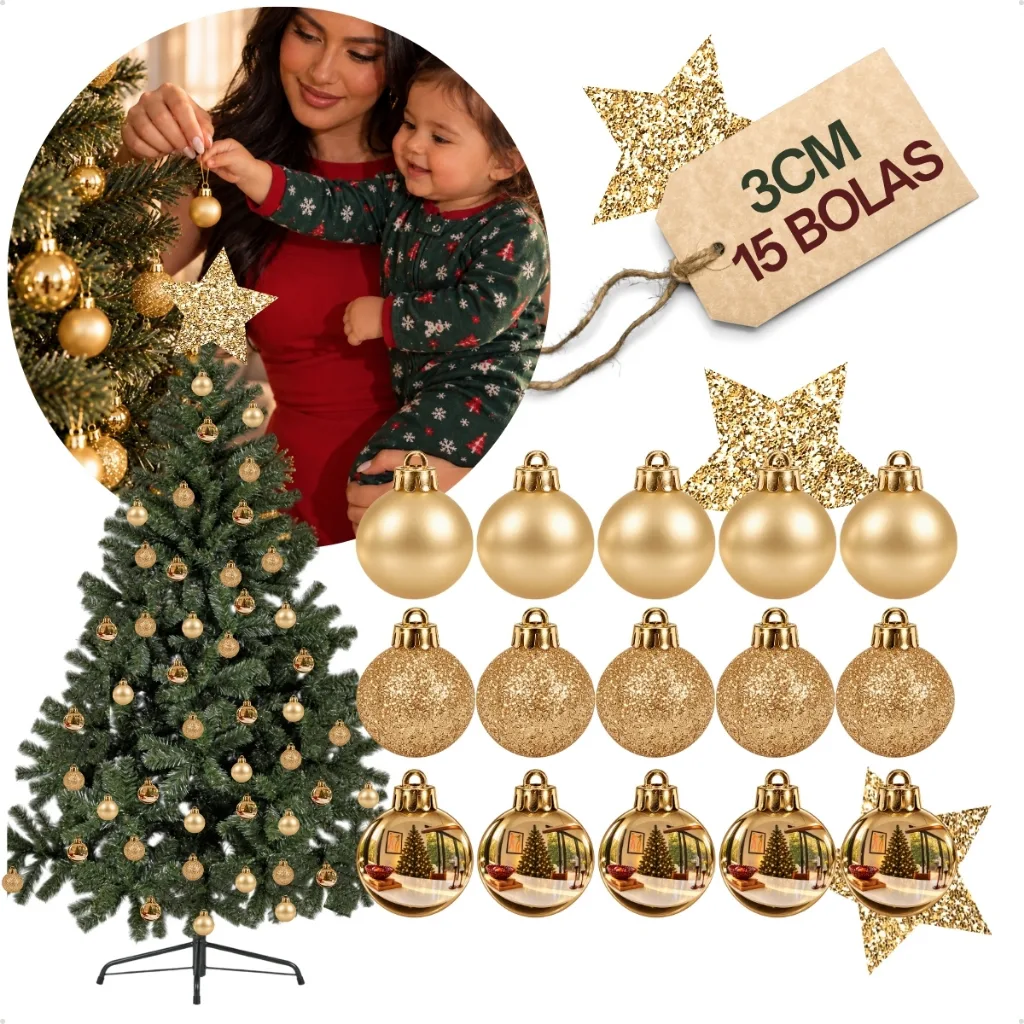 Kit de 15 enfeites de Natal
