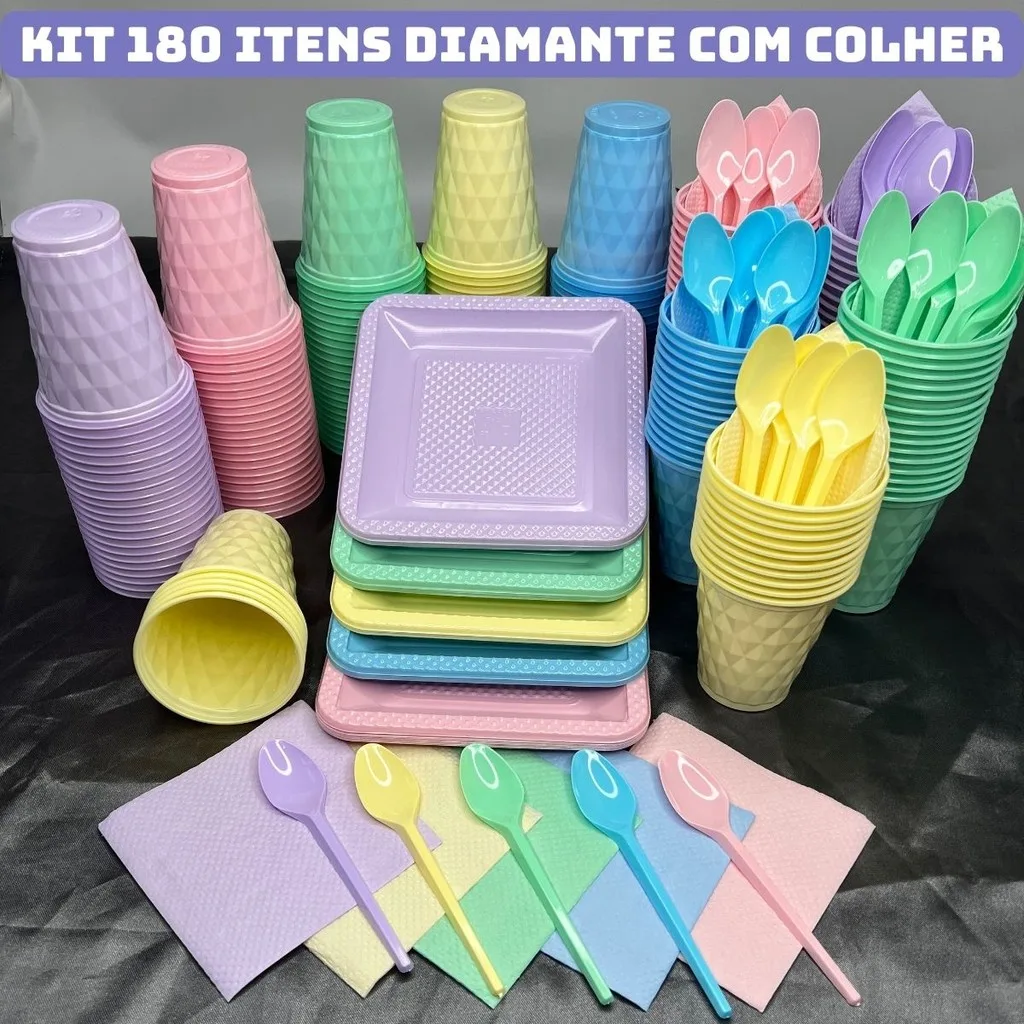 Kit para festa de aniversário com 180 itens