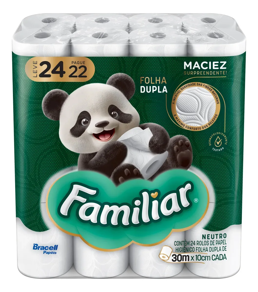 Papel higiênico Familiar com 24 rolos