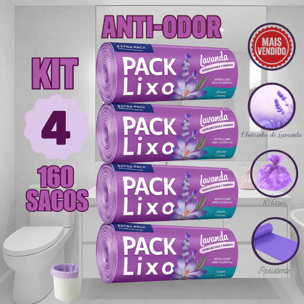 Kit com 4 rolos de sacos de lixo de 10 litros