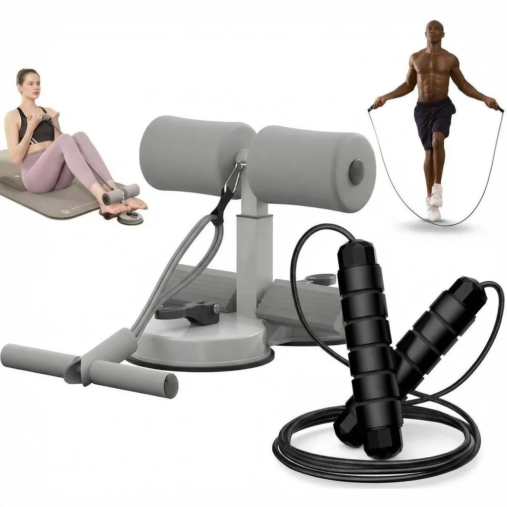 Kit de treino abdominal com corda de pular
