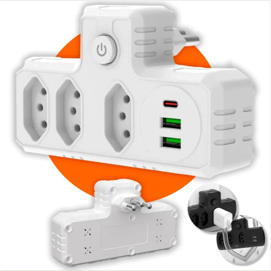 Adaptador de tomada universal com 2 USB