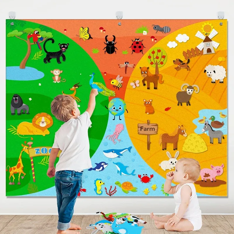 Painel de feltro para histórias com animais