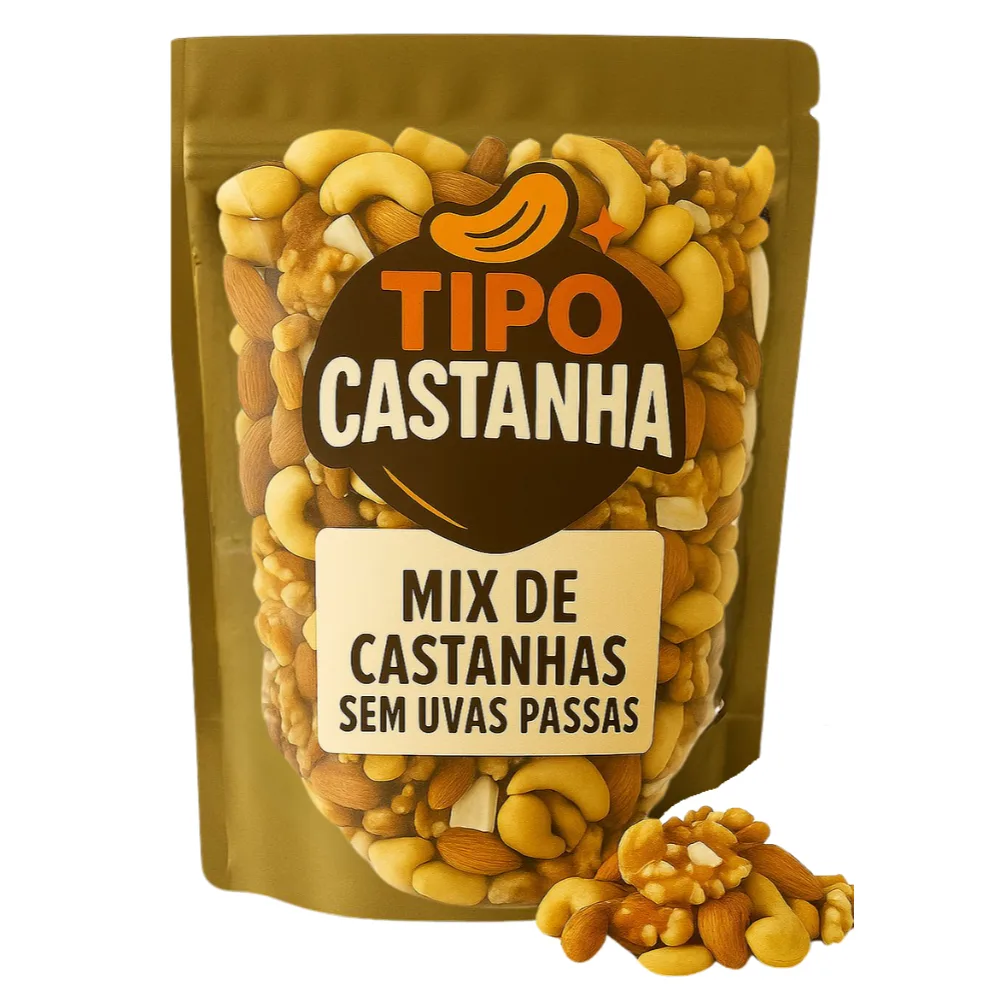 Mix de castanhas sem uva passa 2 quilos, 1 quilo ou 500 gramas