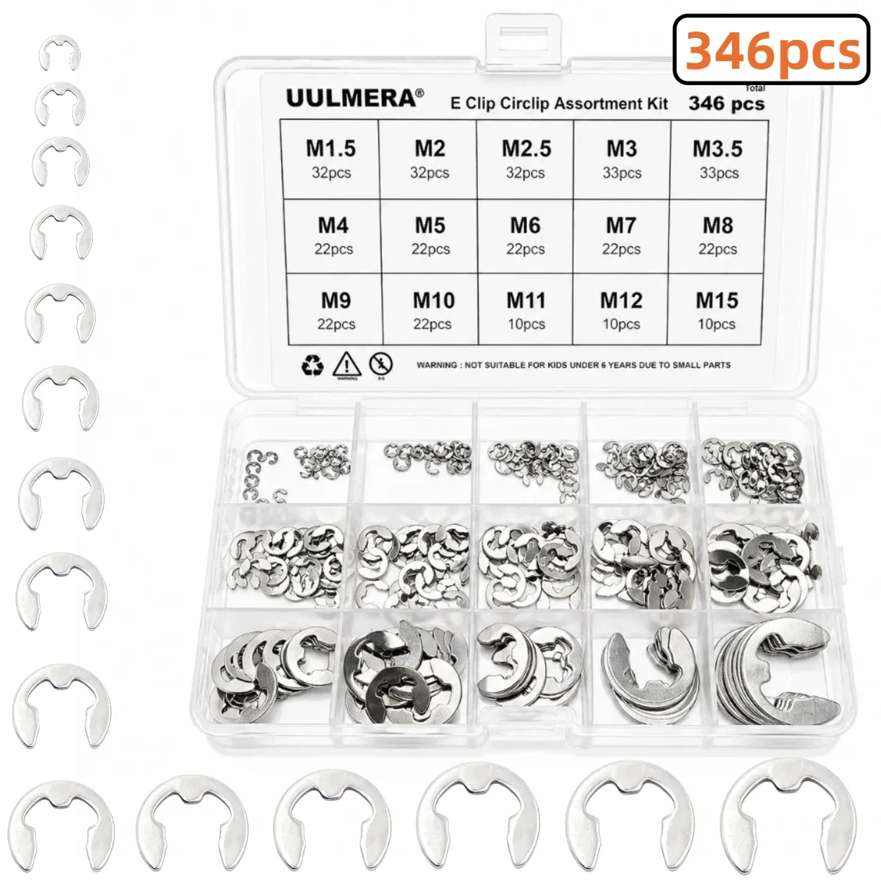 Kit de anéis de retenção em aço inoxidável