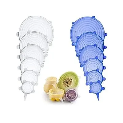 Kit com 6 tampas de silicone reutilizáveis