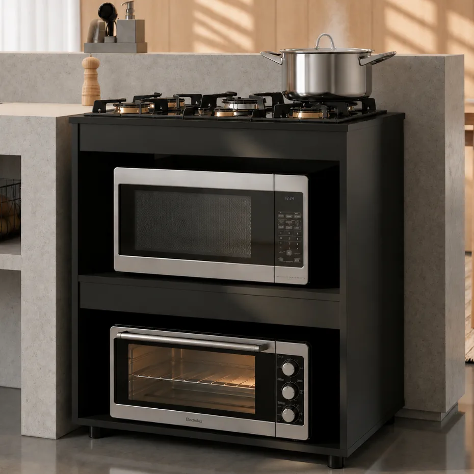 Balcão para cooktop Blue Moby com dois nichos