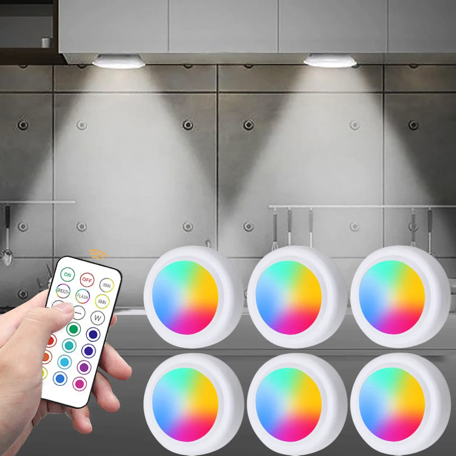 Luz LED sem fio para armário com controle remoto