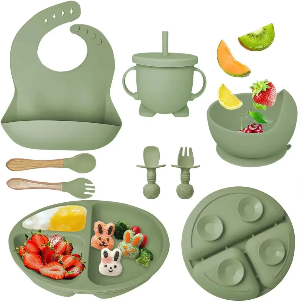 Kit de talheres de silicone para bebê