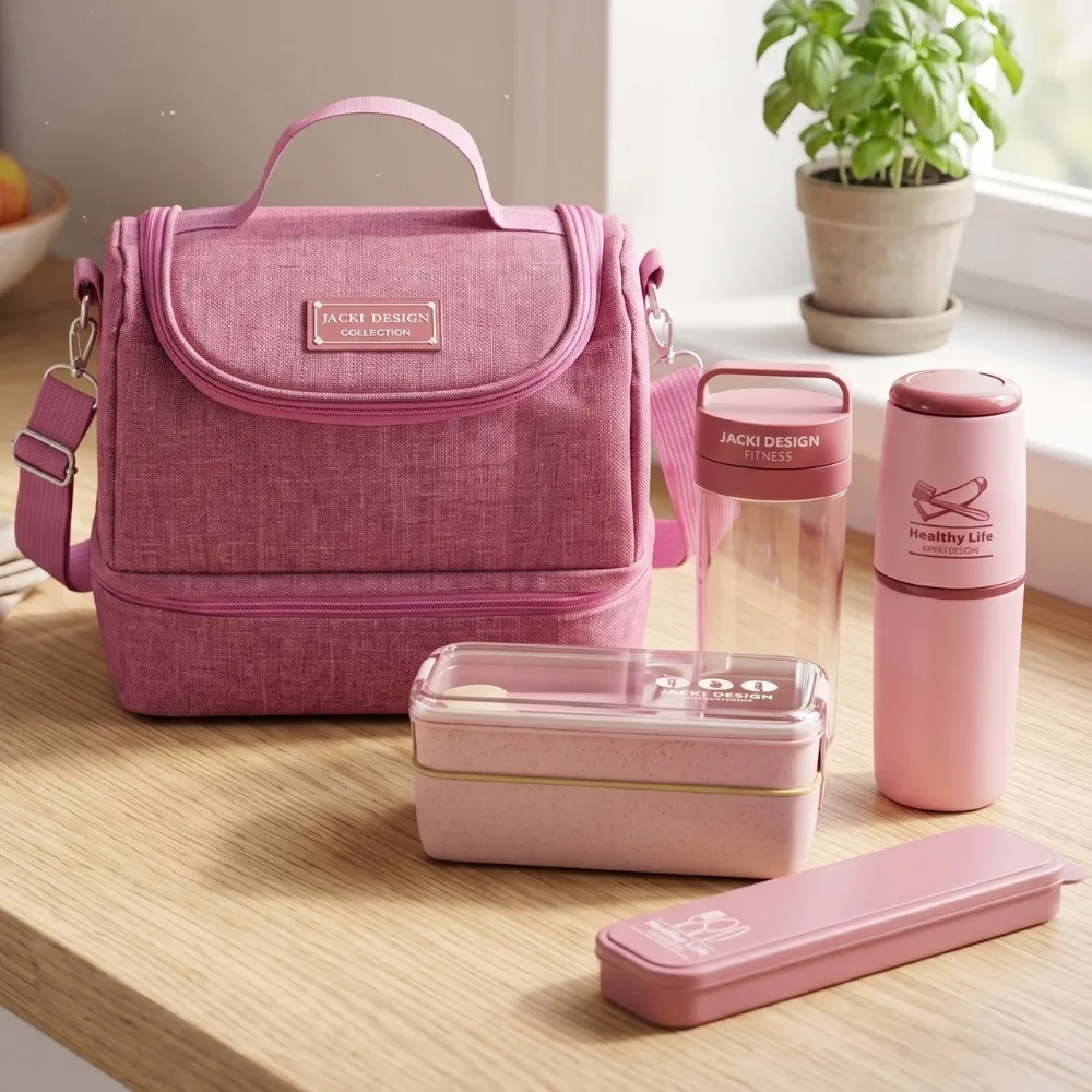 Kit de bolsa térmica com marmita e copo