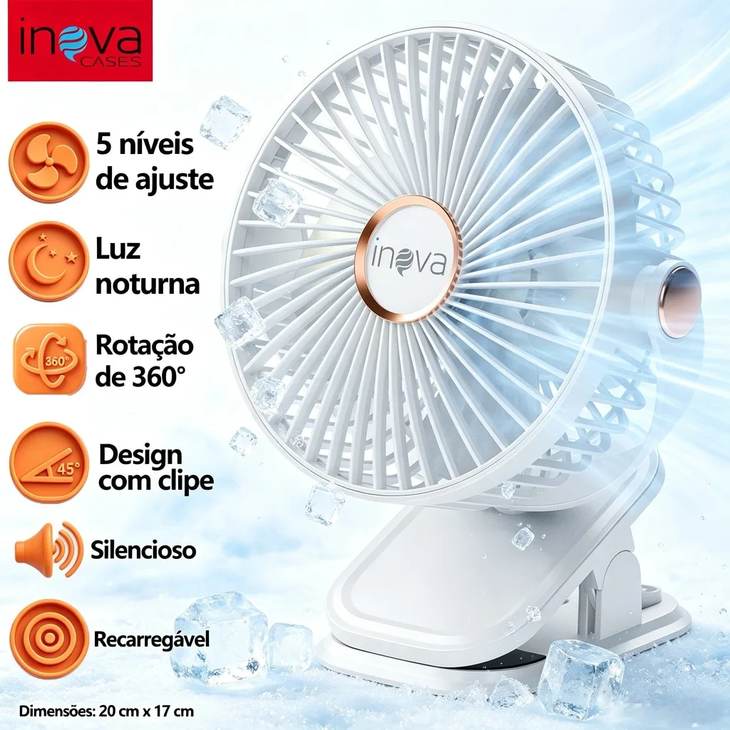 Ventilador de clip Inova recarregável