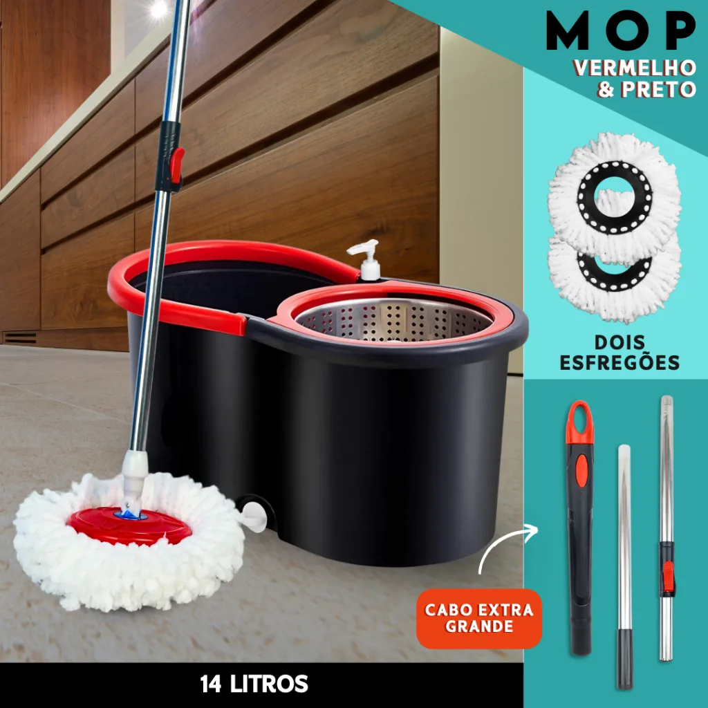 Mop giratório Bnvt com cabo de 140 cm