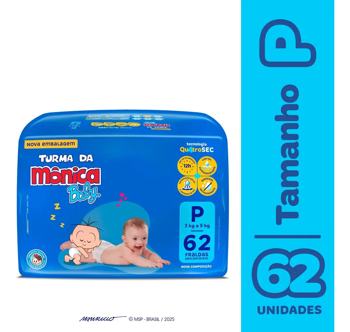 Fraldas descartáveis Baby Qu4troSec tamanho P
