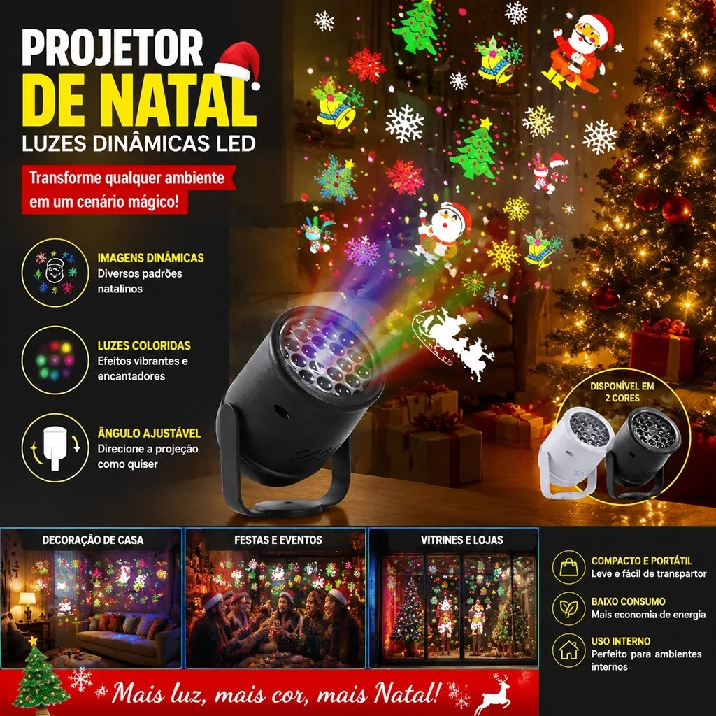 Projetor LED natalino para decoração
