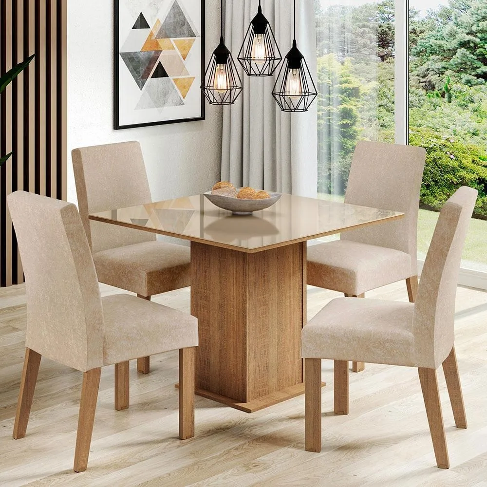 Conjunto de sala de jantar Madesa Evelin com mesa de vidro