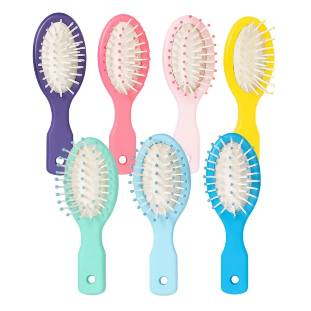 Mini escova de cabelo rosa portátil