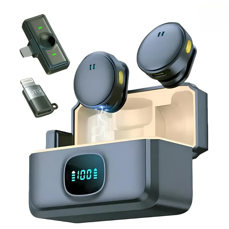Kit com 2 microfones de lapela sem fio