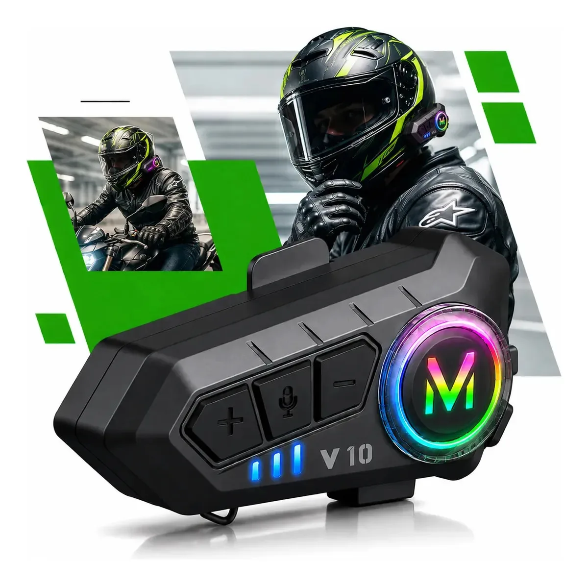 Fone Bluetooth Kateluo para capacete de moto com RGB
