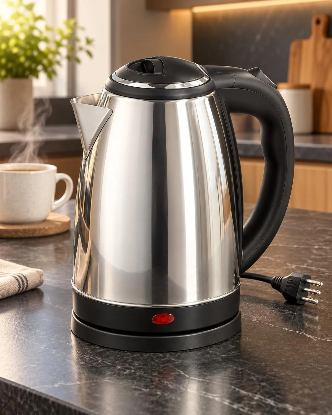 Chaleira elétrica de inox com 1,8 litro