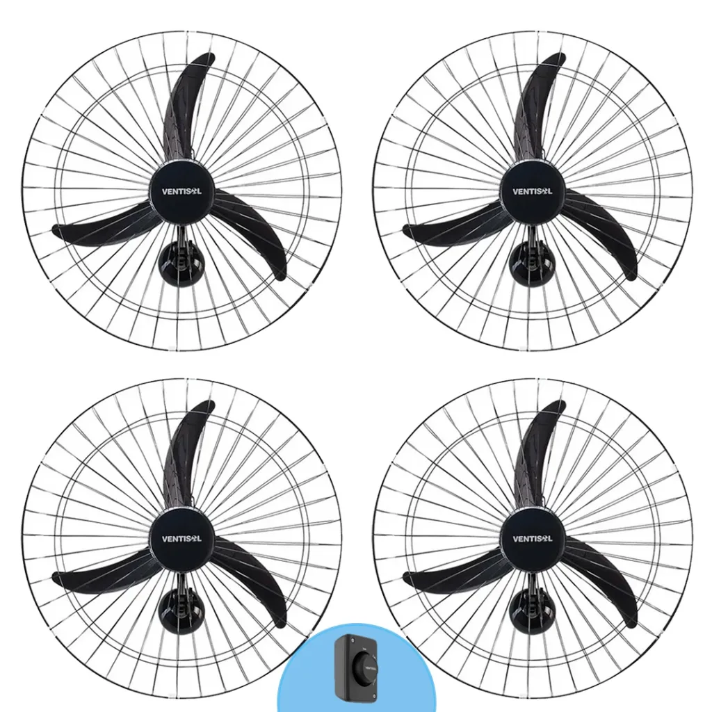Kit com 4 ventiladores de parede Ventisol de 60 cm