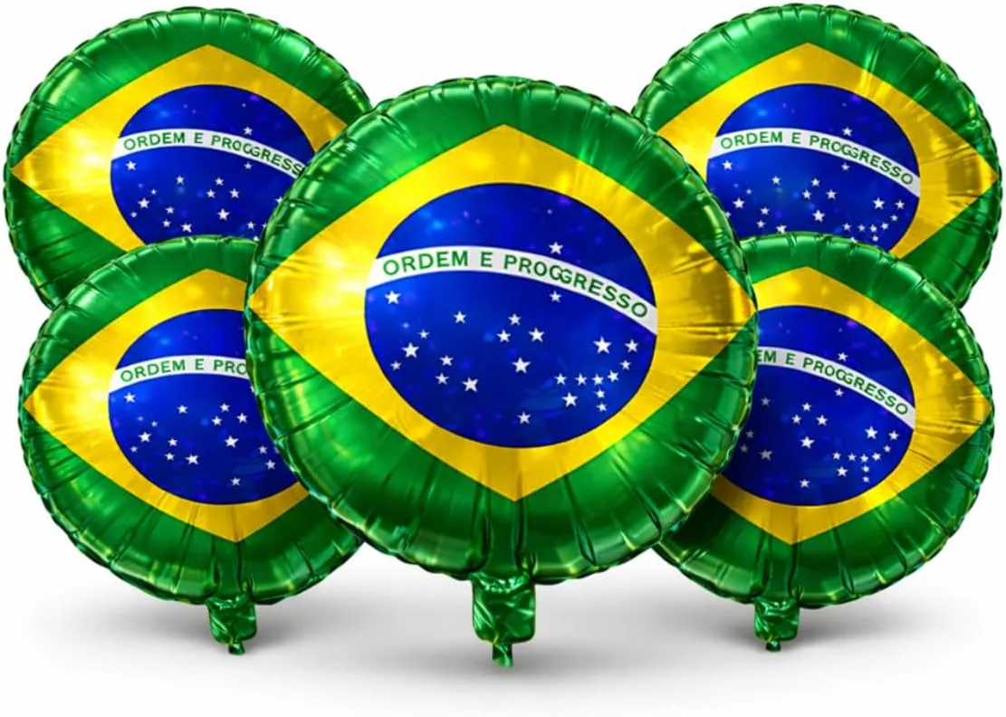 Kit com 5 balões metalizados do Brasil