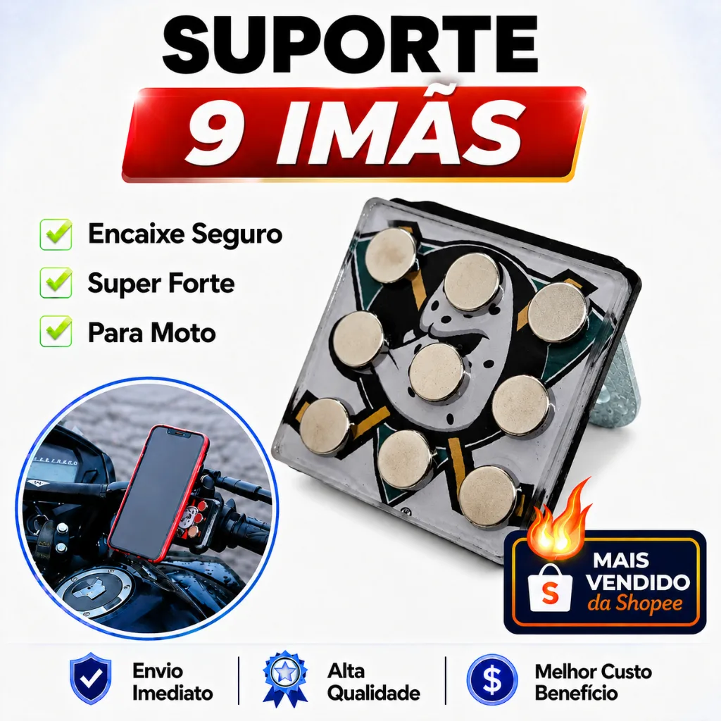 Suporte magnético para celular em moto