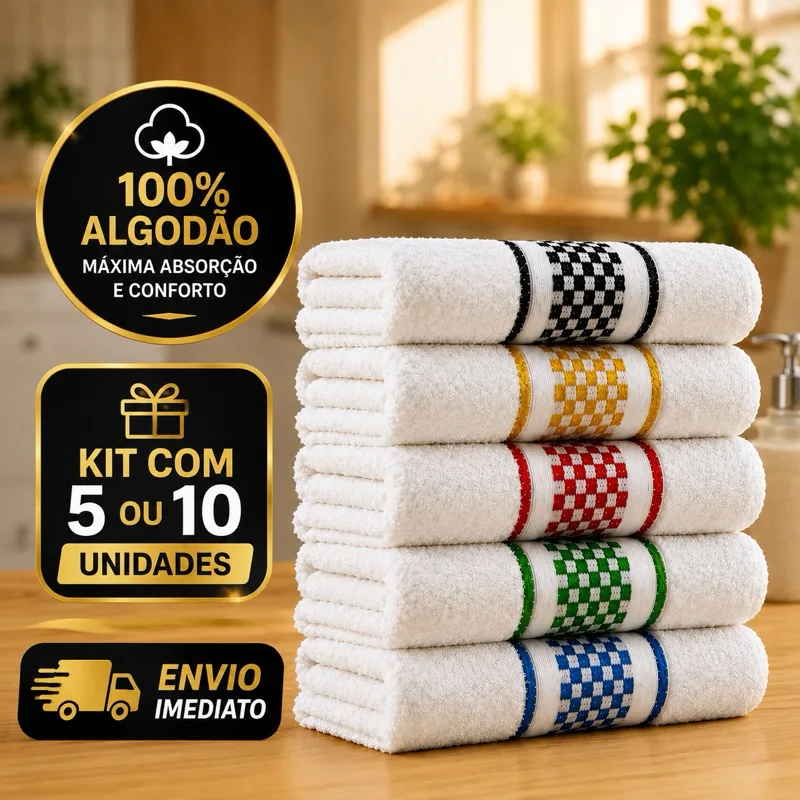 Kit com 10 panos de prato de algodão