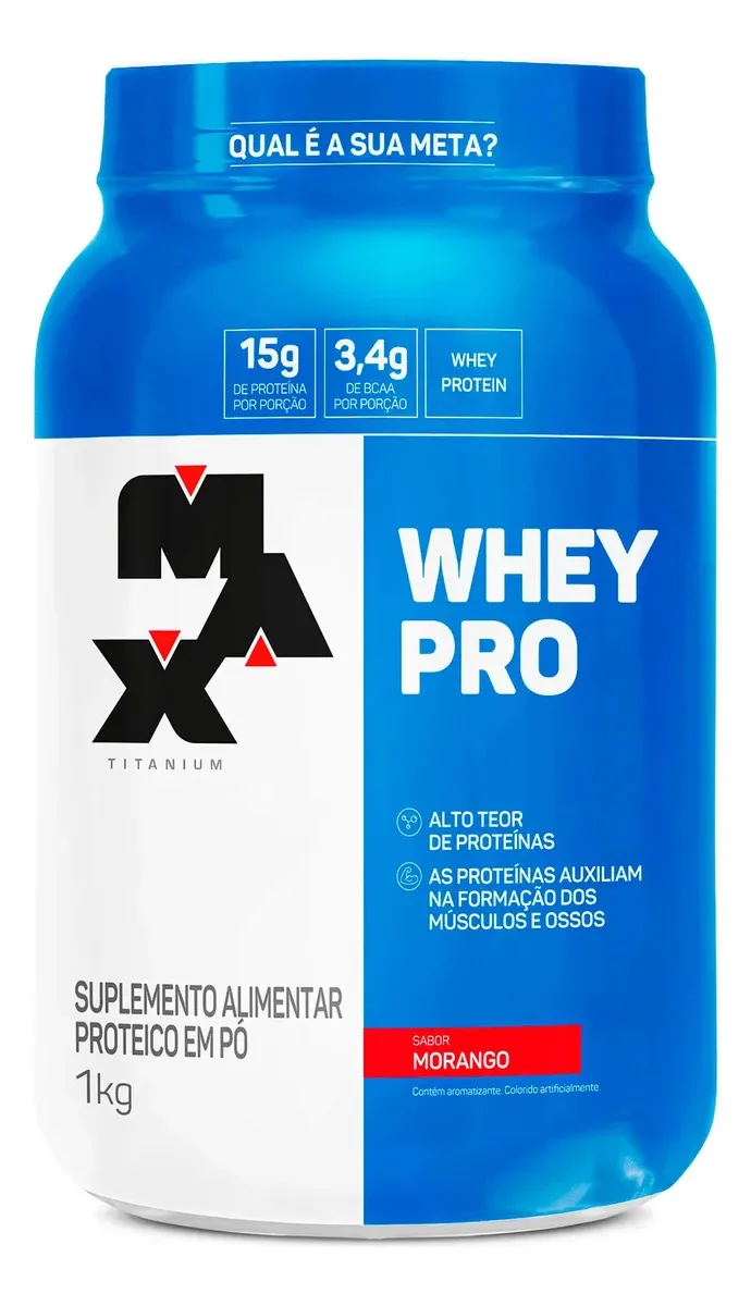 Whey protein Max Titanium sabor morango de 1 kg