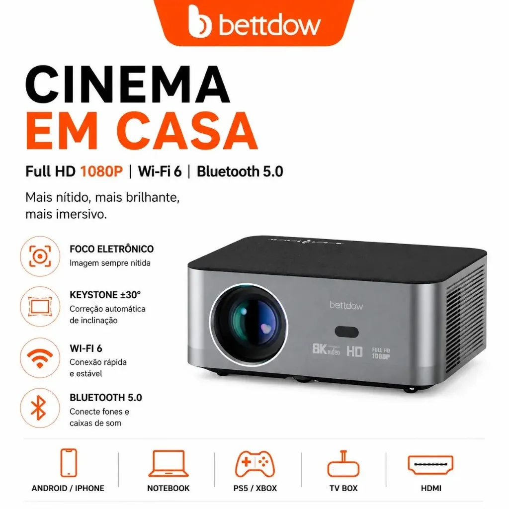 Projetor Bettdow Full HD com Android