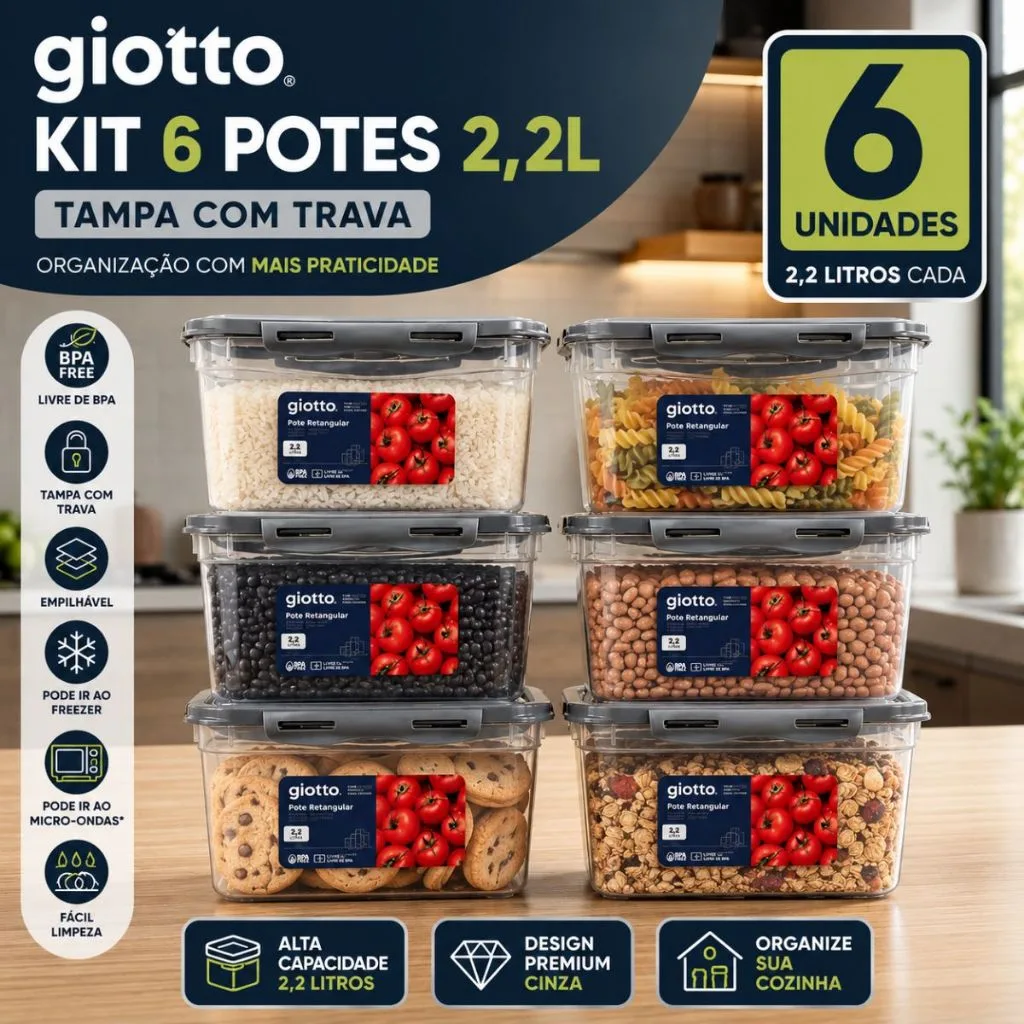 Kit com 6 potes Giotto de 2,2 litros