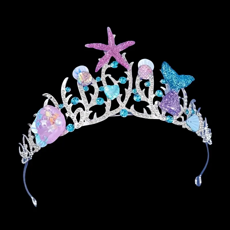 Tiara de cabelo com concha e detalhes de sereia