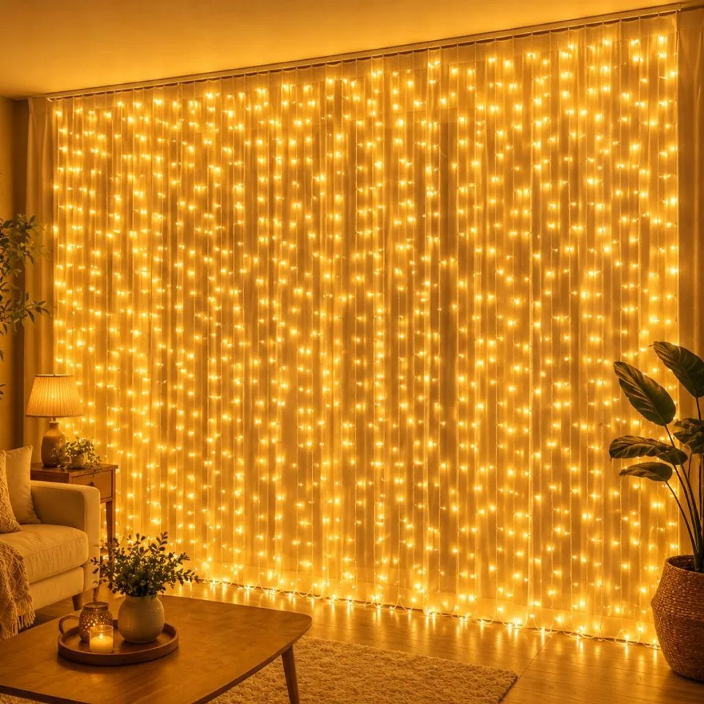 Cortina de luz LED com 390 luzes