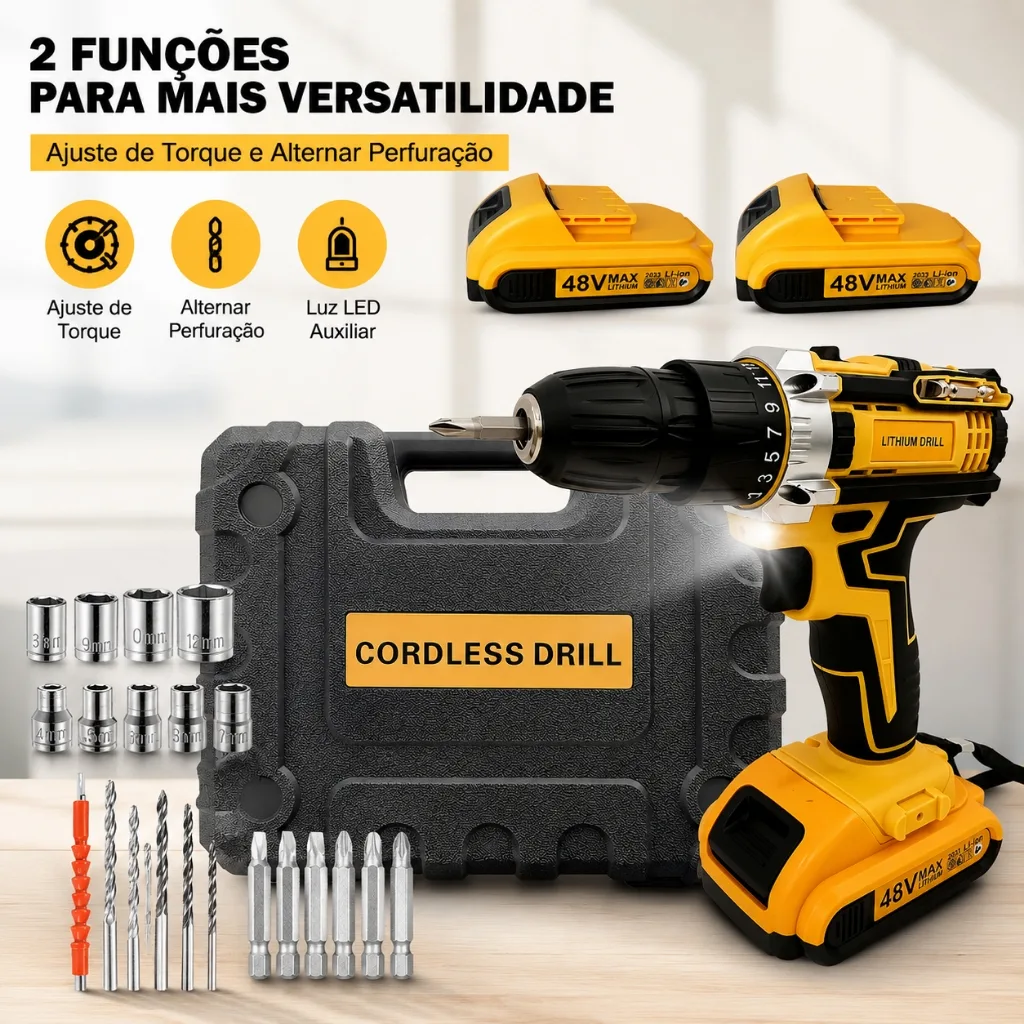 Parafusadeira e furadeira sem fio de 48 V