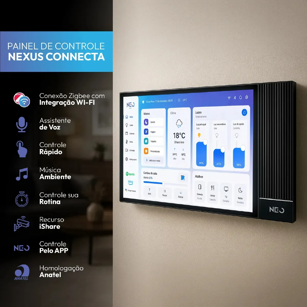 Central inteligente Nexus Connecta 8 com hub Zigbee