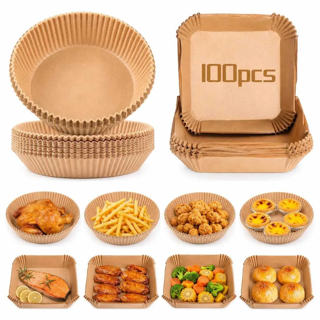 Formas de papel para air fryer com 100 folhas