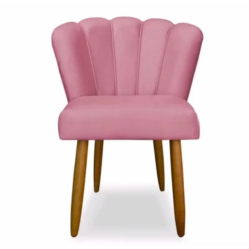 Cadeira pétala decorativa de veludo rosa