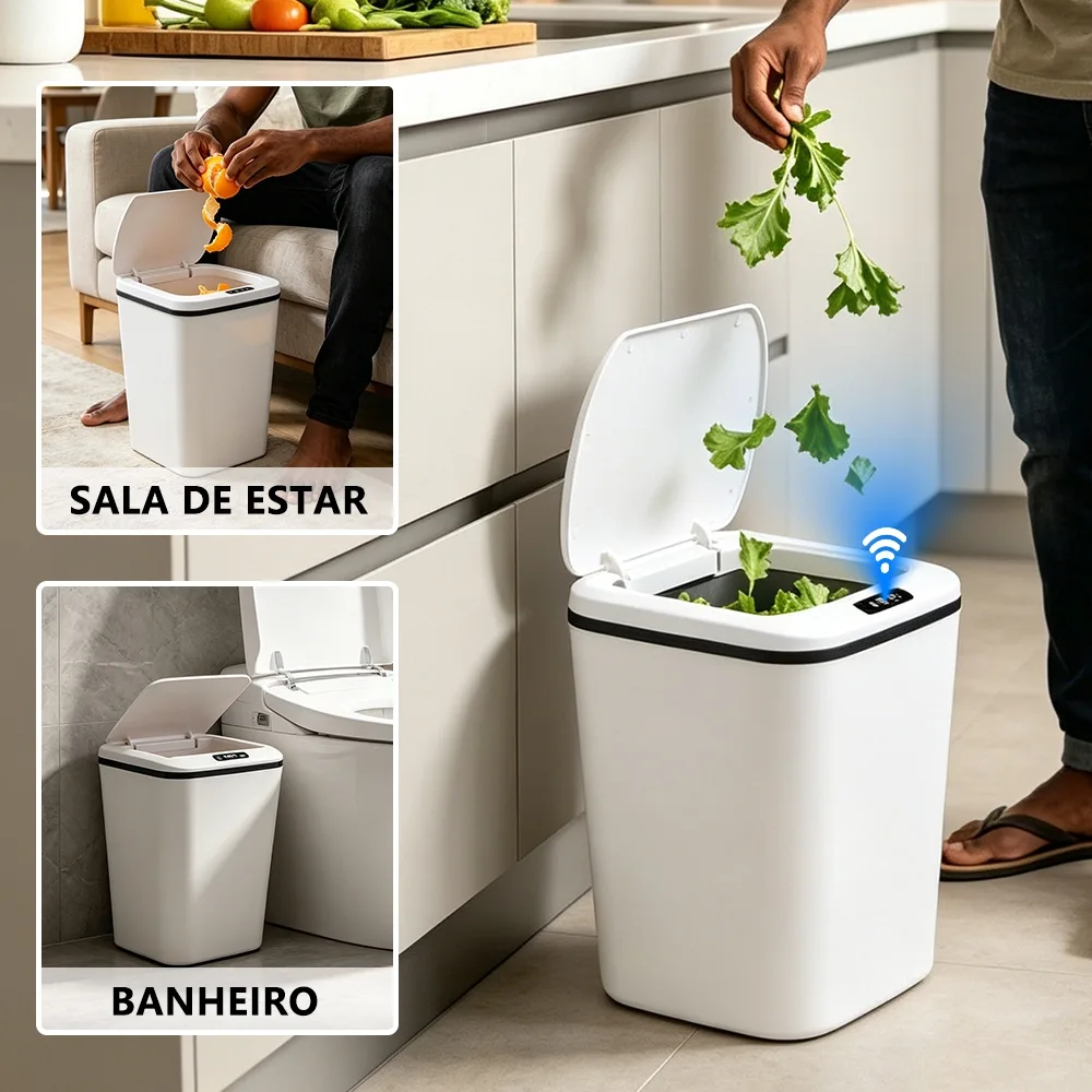 Lixeira inteligente automática de 16 litros