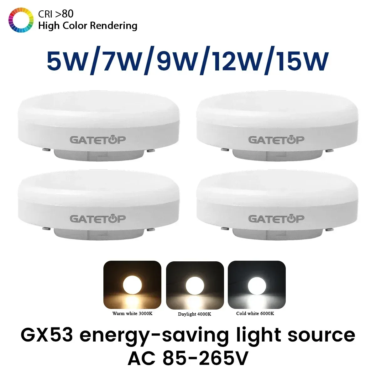 Kit com 4 spots LED GX53 de 15 W