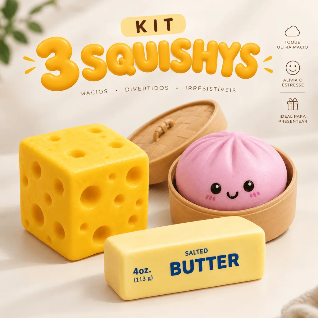 Squishy de baozi com queijo e manteiga