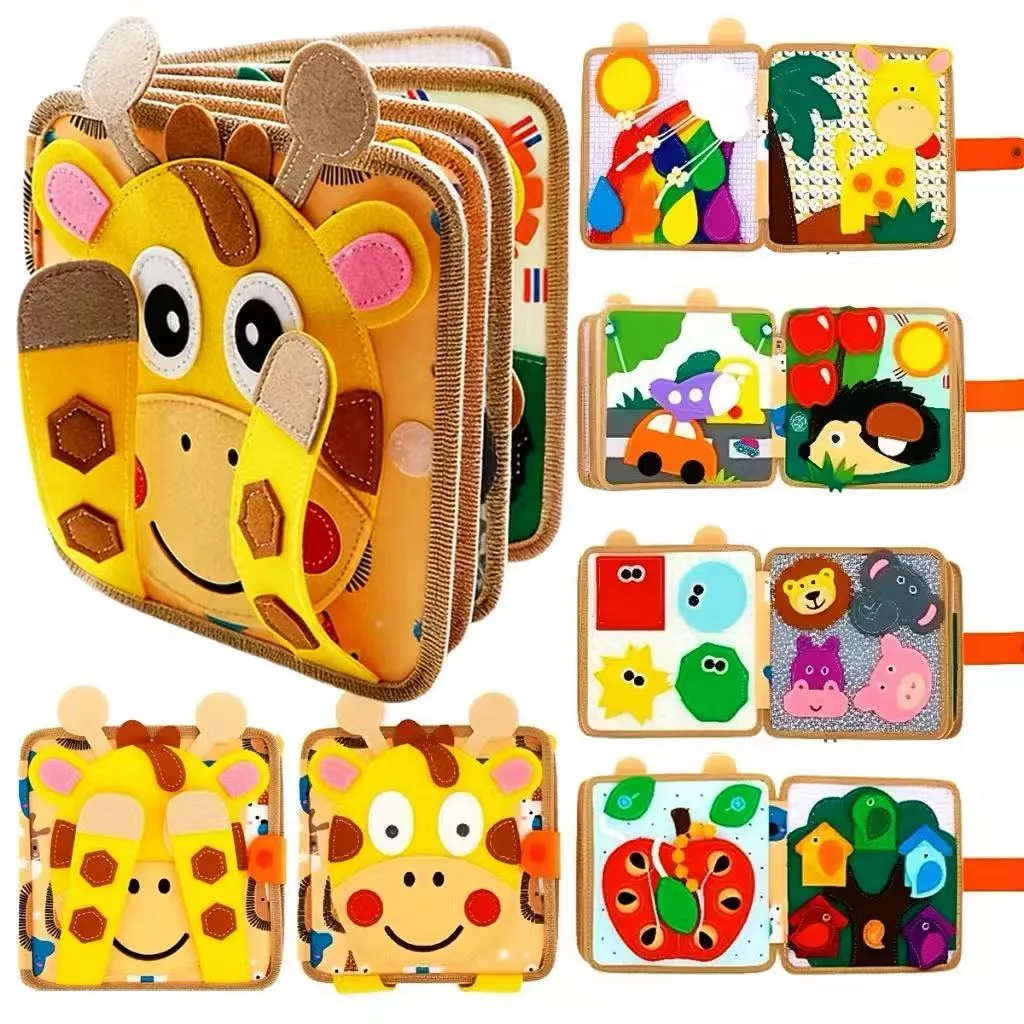 Livro sensorial Montessori de feltro para crianças