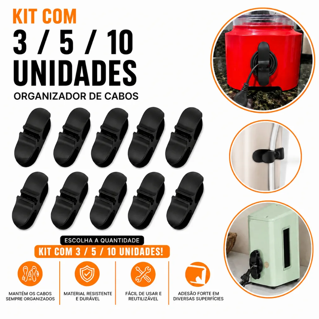 Kit organizador de cabos e fios