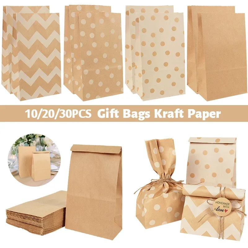 Sacos de presente de papel kraft para festas