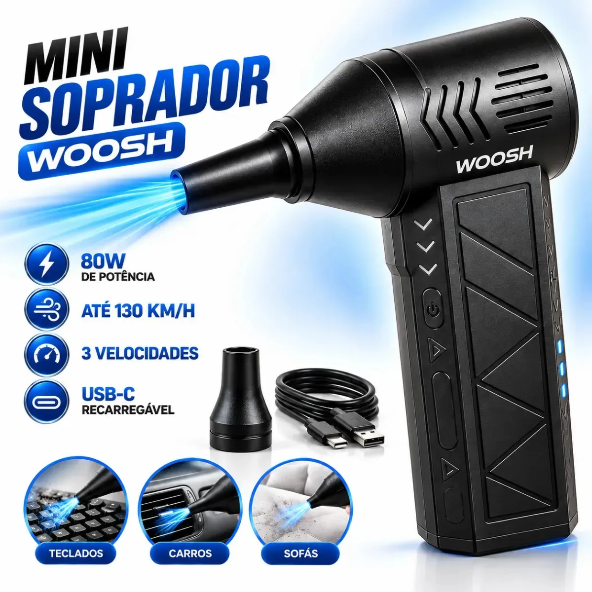 Soprador de ar portátil Woosh recarregável