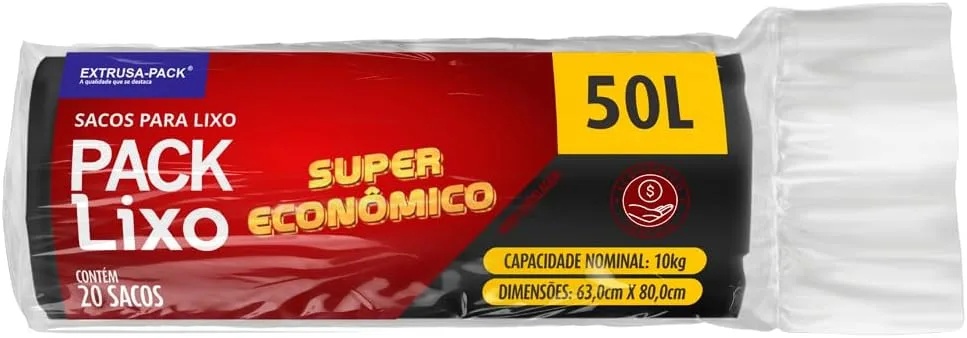 Sacos para lixo reforçados de 50 litros