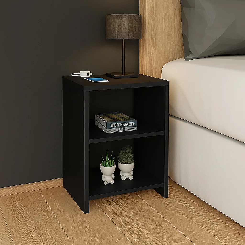 Mesa de cabeceira em MDF com nicho lateral