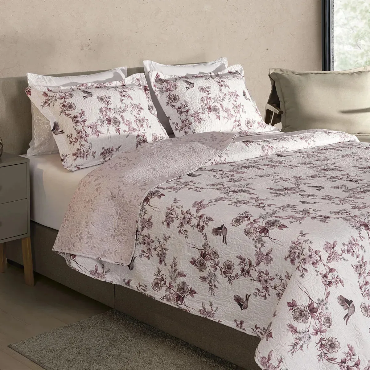 Kit cobre-leito king Sofia Rose com 3 peças