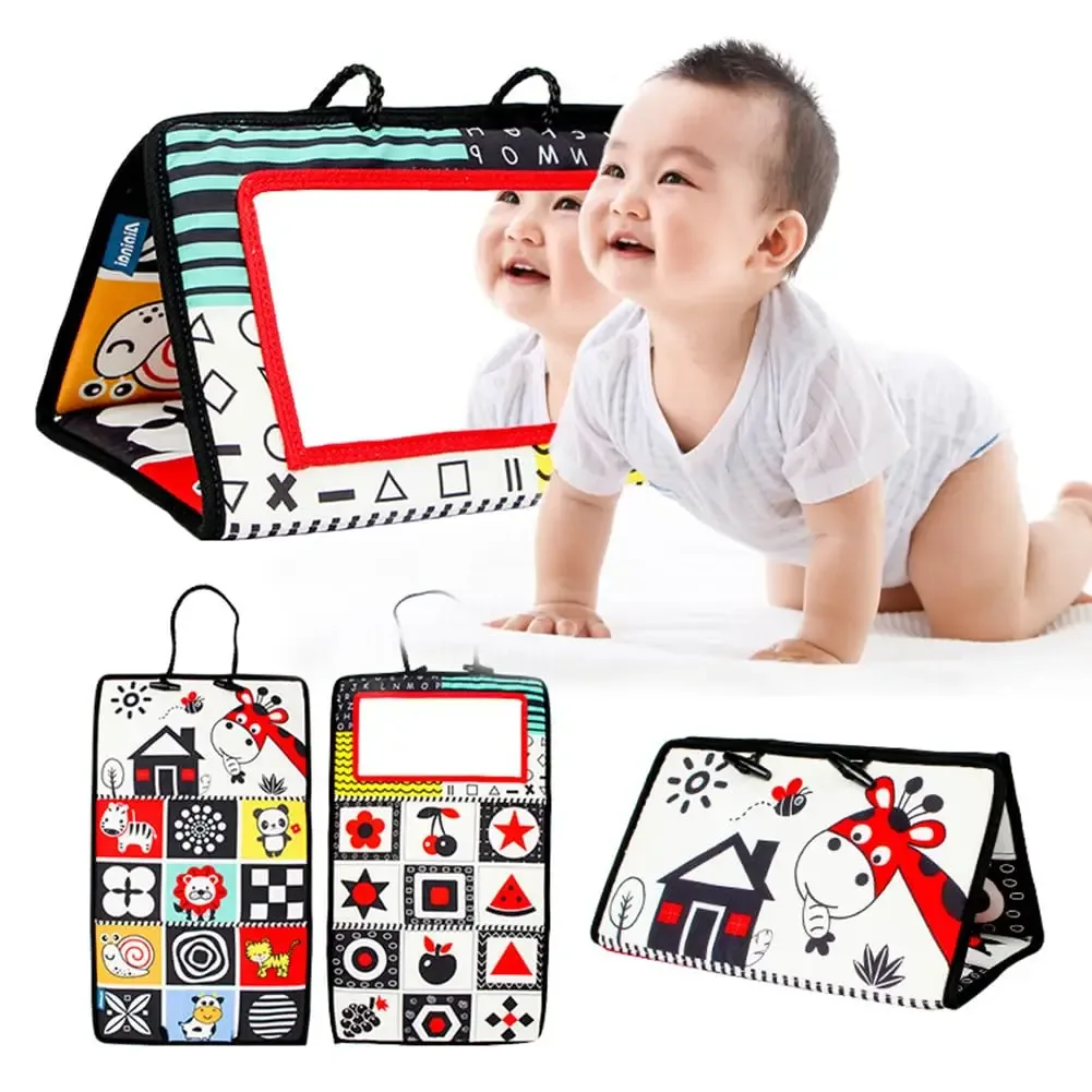 Espelho sensorial para bebê em preto e branco