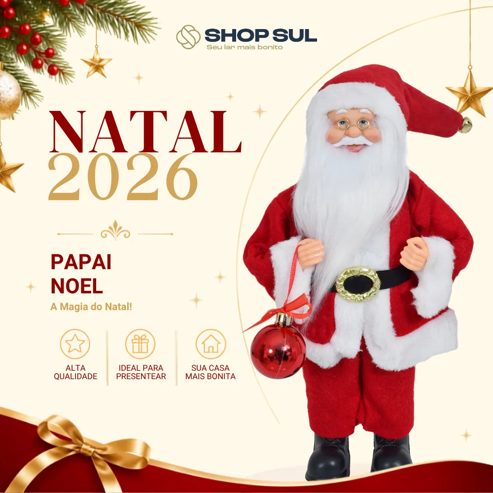 Papai Noel decorativo de tecido com 30 cm