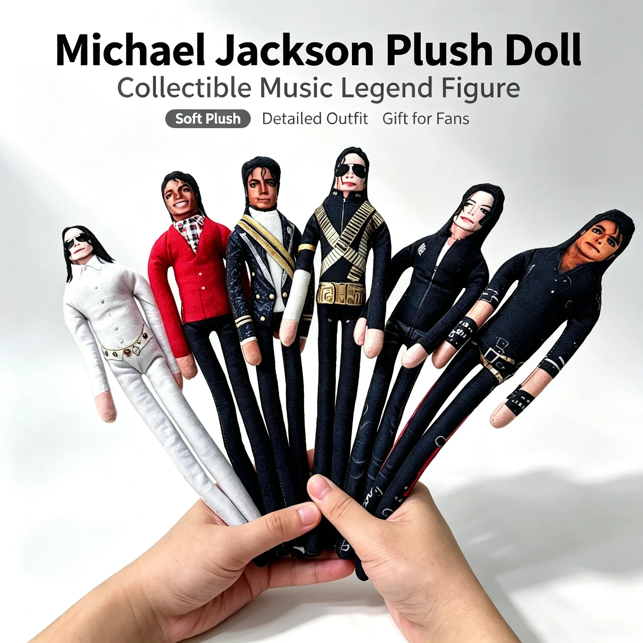 Boneco de pelúcia Michael Jackson com trajes de palco