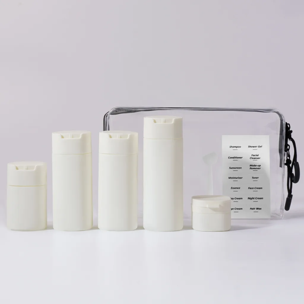 Kit com 5 frascos de viagem para cosméticos